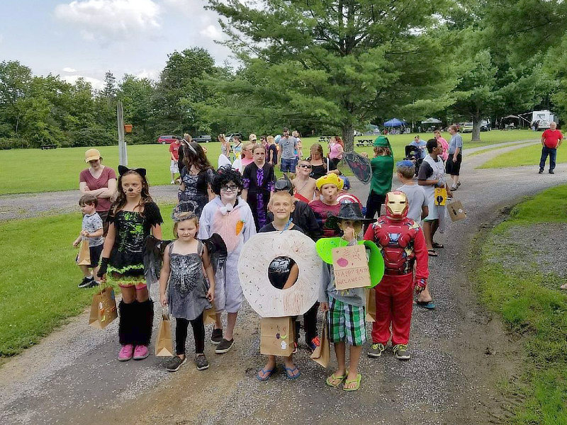 Kids dressed up for halloween at Hide-A-Way Campsites